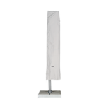 Grijze parasolhoes voor bescherming en opslag.