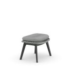 Grijze poef met gevlochten rand en houten poten