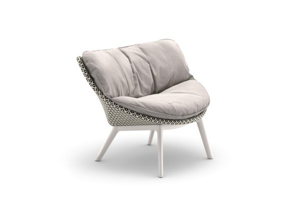 Stijlvolle grijze stoel met geweven patroon