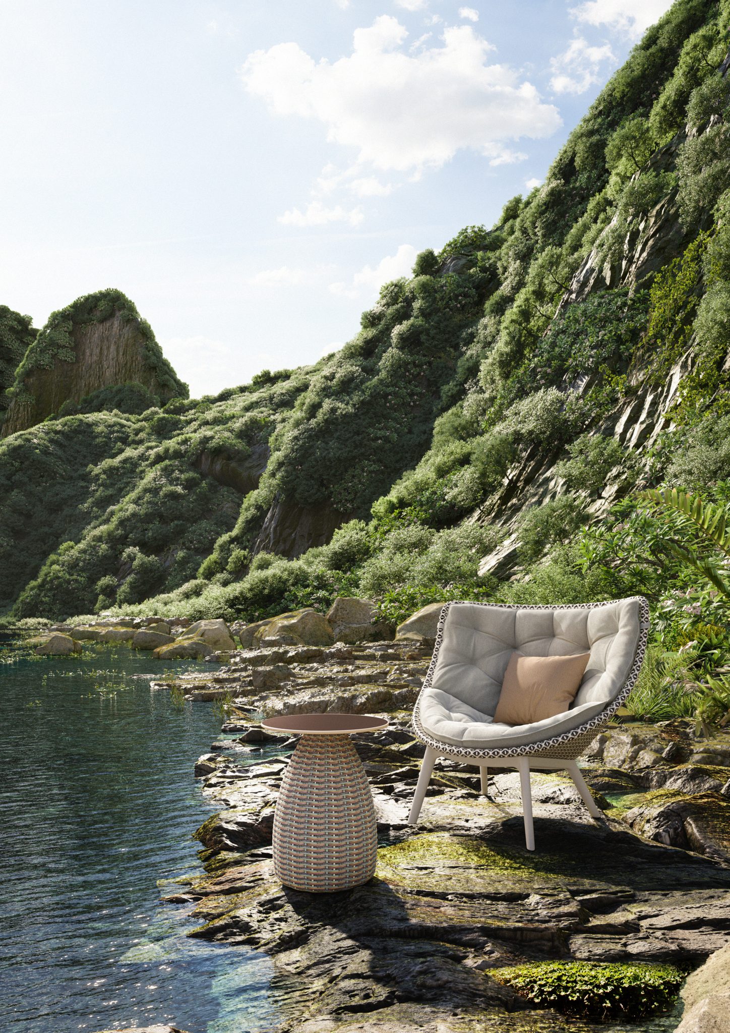 Dedon Mbrace lounge chair in Chestnut fiber