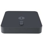 Zwarte metalen basisplaat met centrale schakelaar