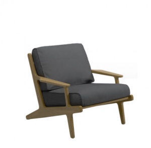 Gloster Bay loungestoel teak -antraciet grijs